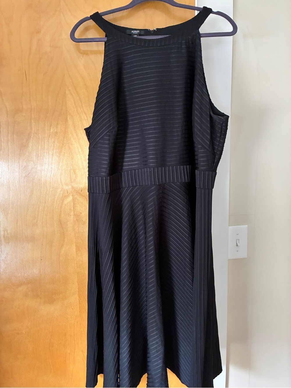 Alfani Black Ribbed Sleeveless Fit-and-Flare Midi Dress